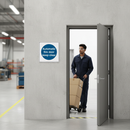 Gray Premium Automatic Fire Door Keep Clear Sign - Safety Compliance