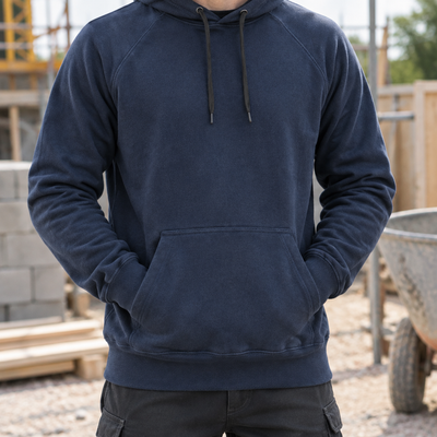 Heavyweight Pullover Work Hoodie with Kangaroo Pocket - Navy