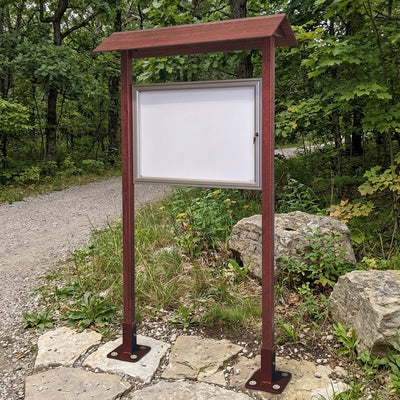 830 x 980mm Park Notice Board 8x A4 Hardwood Aluminium