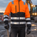 Hi-Vis Class 2 Full Zip Work Jacket - High-Vis Orange/Black