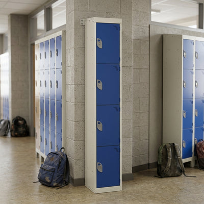 4-Door Steel Locker Cabinet, Cam Lock, 1800 × 300 mm