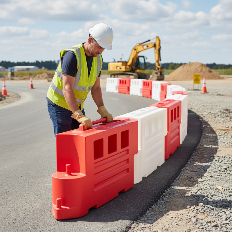Gray Premium Water-Filled Road Safety Barrier - Durable and Versatile
