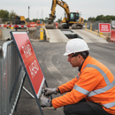 Dim Gray Heavy Duty Ramp Ahead Metal Sign - 1050 x 750mm for Road Safety