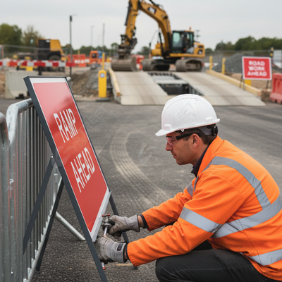 Heavy Duty Ramp Ahead Metal Sign - 1050 x 750mm for Road Safety