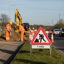 Dark Gray Premium Men At Work 1 Mile Supplementary Plate with Q-Sign 750mm