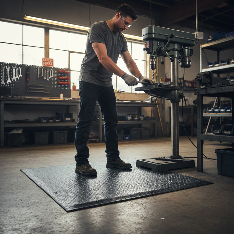 Dark Slate Gray Heavy Duty Anti-Fatigue Diamond Mat for Industrial Use