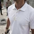 Classic Cotton-Blend Polo Work T-Shirt - White
