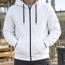 Full Zip Work Hoodie with Kangaroo Pocket - White (view 2)