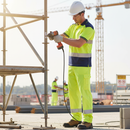 Antique White High-Visibility Two-Tone Polo Shirt in Saturn Yellow and Navy Blue