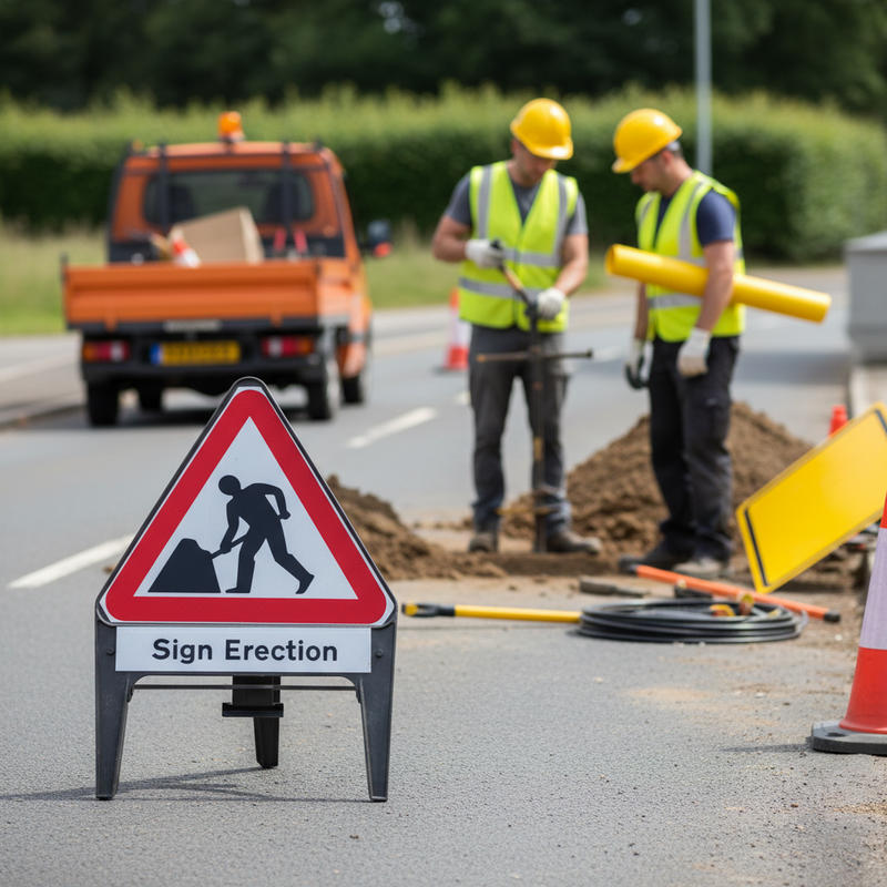 Dark Gray Premium Men At Work Sign Erection Supplementary Plate 750mm
