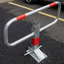 Drop Down Frame Parking Post 68mm Galvanised Steel with Red Bands
