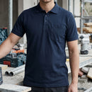Classic Cotton-Polyester Polo Shirt with Chest Pocket - Navy