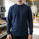 Cotton Blend Crew Neck Work Sweatshirt - Navy