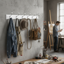 Professional Wall Mounted Coat Rack with 6 Heavy-Duty Ceramic Tip Hooks and 3.4kg Capacity for Robust Storage Solutions