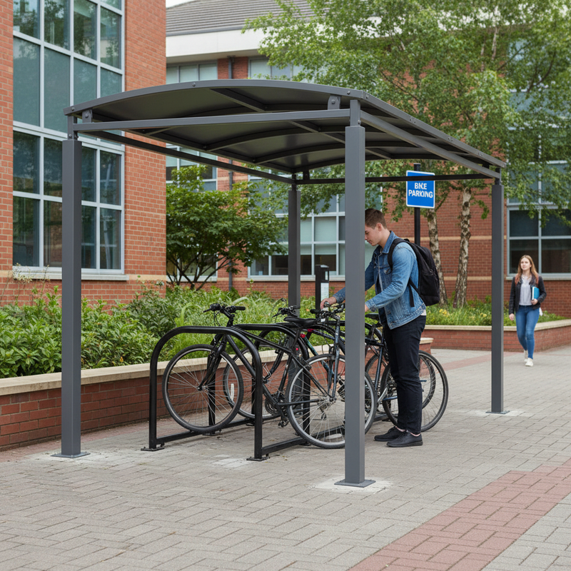 Dark Olive Green Premium Cycle Shelter or Walkway Cover with Galvanised Steel Roof 1m - 5m