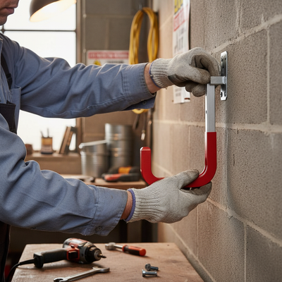 Heavy Duty Galvanised Wall Hook with Red Rubberised Grip - 150 x 210mm