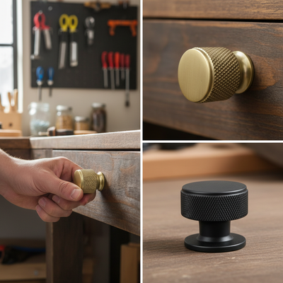 Premium 10 Pack Knurled Cabinet Knobs with Matte Black Finish for Modern Home Upgrade