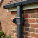 Traditional Downpipe Spare Socket Eared 72x72mm Aluminium — RAL 7021 (in use)