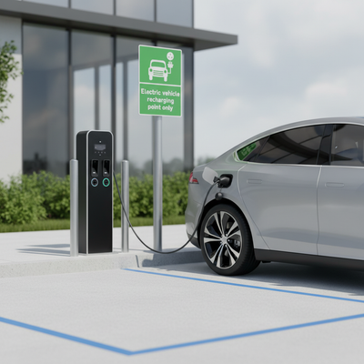 High-Performance EV Recharging Only Point Sign Face - Durable & Reflective