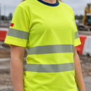 Women's Short Sleeve Flame Resistant Hi-Vis Top - Yellow/Navy (view 2)