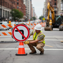 Dark Gray Premium No Left Turn 750mm Circle Cone Sign for Road Safety