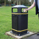 Square closed-top litter bin, 112 litre, glass fibre composite