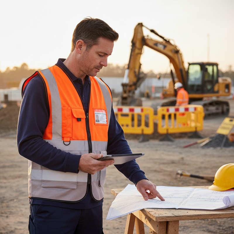 Rosy Brown Premium Hi-Vis Two Tone Executive Waistcoat with ID Pocket - Red/Grey