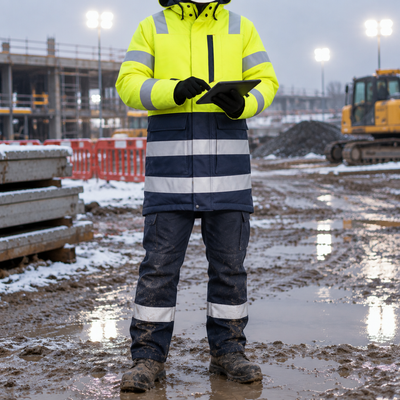 Flame-Resistant Insulated Parka Class 3 Hi-Vis Yellow/Navy