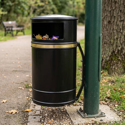 40 Litre Post-Mountable Litter Bin, Victorian Style