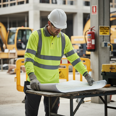 High-Visibility Long Sleeved Polo Shirt in Yellow for Safety