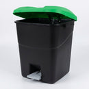 Pedal-operated food waste bin with A4 sticker