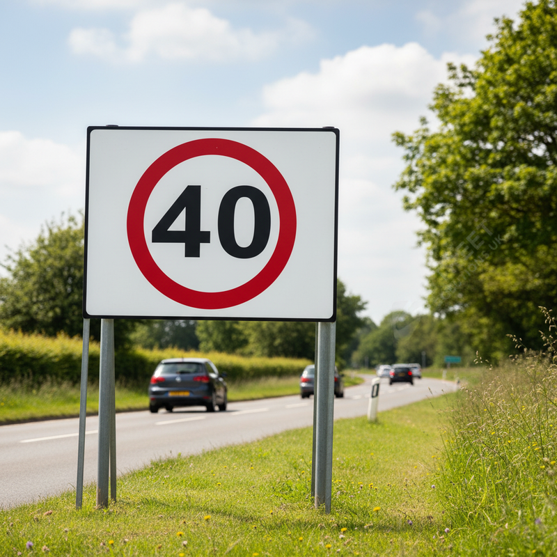 Light Gray 40mph Heavy Duty Metal Sign Face - 750mm for Traffic Control