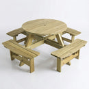 8-Seater Round Picnic Table Spruce Wood with Galvanised Fittings (view 2)