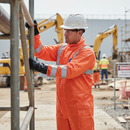 Gray High-Performance Disposable Collared Coverall - Fluorescent Orange