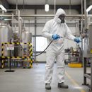 Dark Gray Premium Disposable Coverall with Hood - White, Type 5/6 Protection