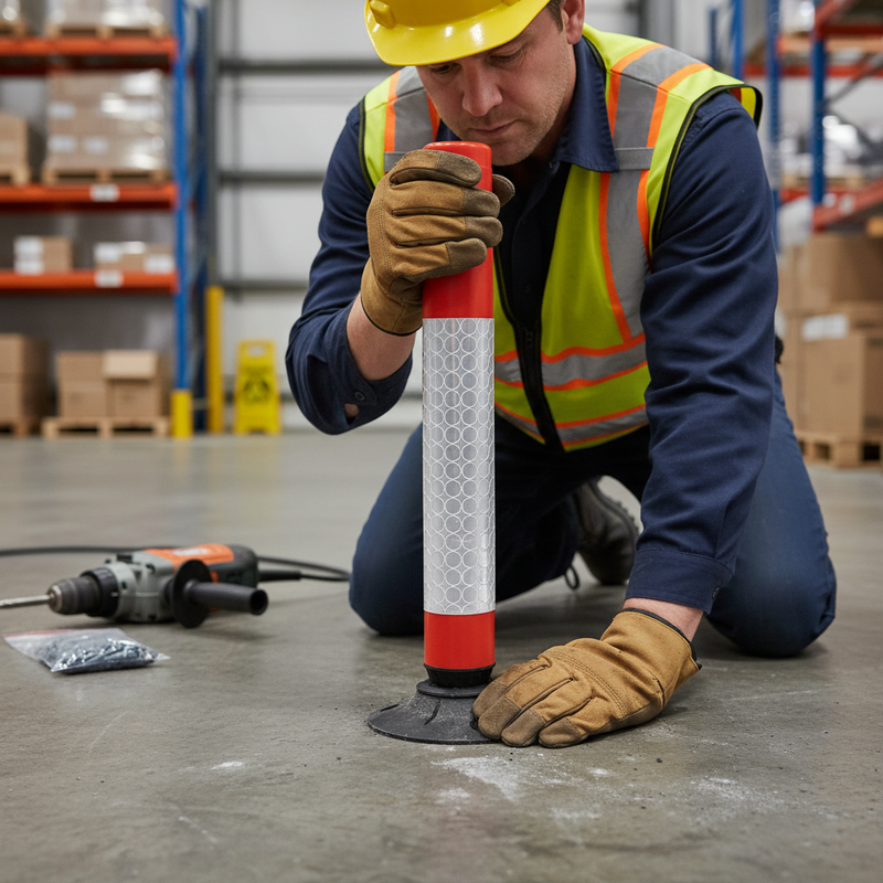 Slate Gray Professional Cylinder Delineator Post - High Visibility & Durable