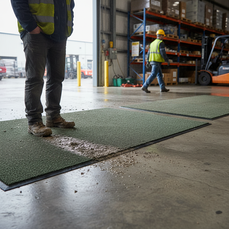 Dim Gray Heavy Duty Scraper Mat - Green for Medium to Heavy Traffic