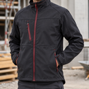 Softshell Work Jacket with Fleece Collar - Black/Red (view 2)