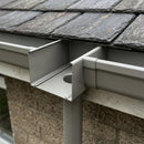 Aluminium Box Gutter Outlet 63mm Diameter 135 x 100mm — RAL 7036 (in use)