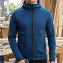 Full-Zip Thermal Midlayer Hoodie with Softshell Panels - Deep Blue