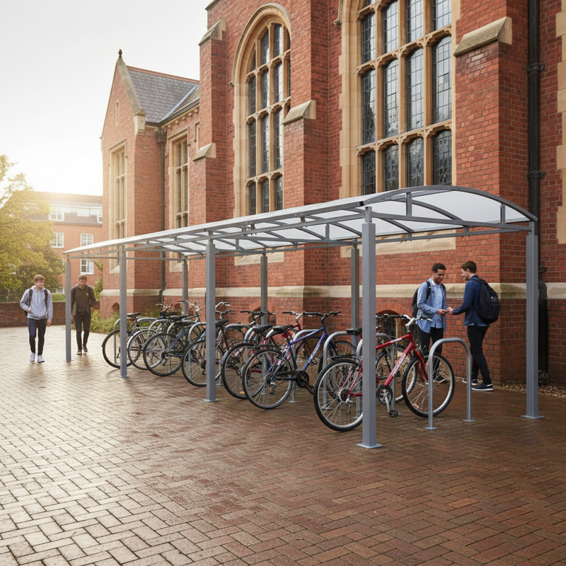 Dim Gray Premium Cycle Shelter or Walkway Cover with Clear PETG Roof 1m - 5m Extension Bays