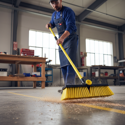 14" Heavy Duty Stiff Broom with 1.2m Handle for Efficient Cleaning