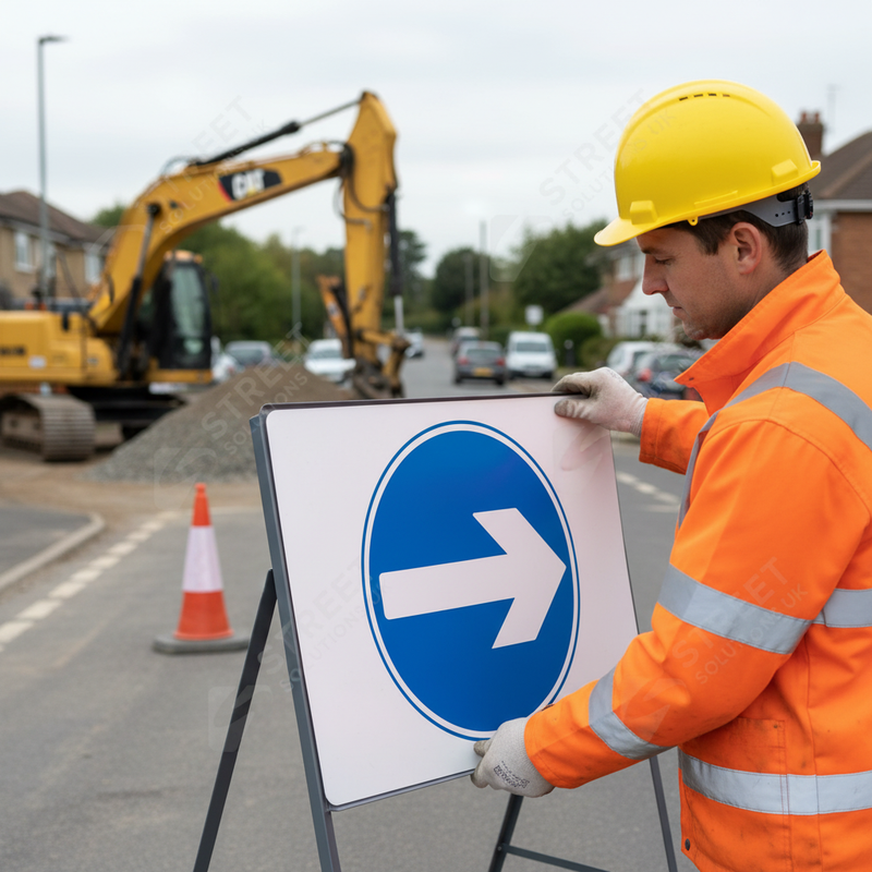 Gray Premium Turn Right Metal Sign Face - 750mm for Road Safety
