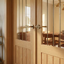 Internal Oak Door Fully Finished Farley Arched Square Top 1 Light Obscure Glass - detail view