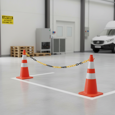Premium 2.5m Plastic Cone Chain in Yellow and Black for Effective Barrier Coverage
