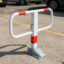 Drop Down Frame Parking Post 68mm White with Red Reflective Bands