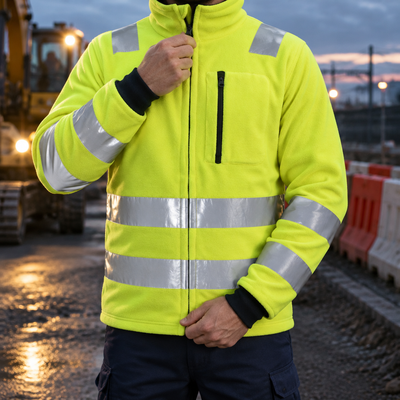 Fire Retardant Fleece Jacket Hi-Vis Class 3 Yellow/Navy