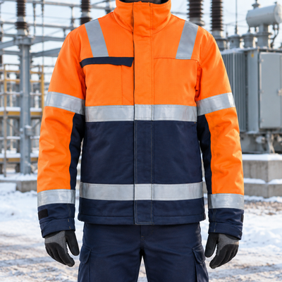 Orange/Navy Blue Multinorm Thermal Work Coat - EN Certified