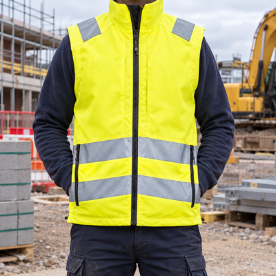 Hi-Vis Safety Vest with Zipped Pockets - EN ISO 20471 - Yellow/Navy