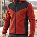 Burned Red/Black Hooded Fleece Jacket with Reinforced Panels